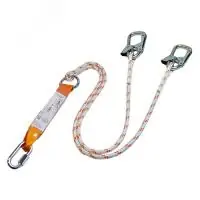 Двойной строп из каната с амортизатором, с двумя монтажными и одним соединительным карабином - - foto